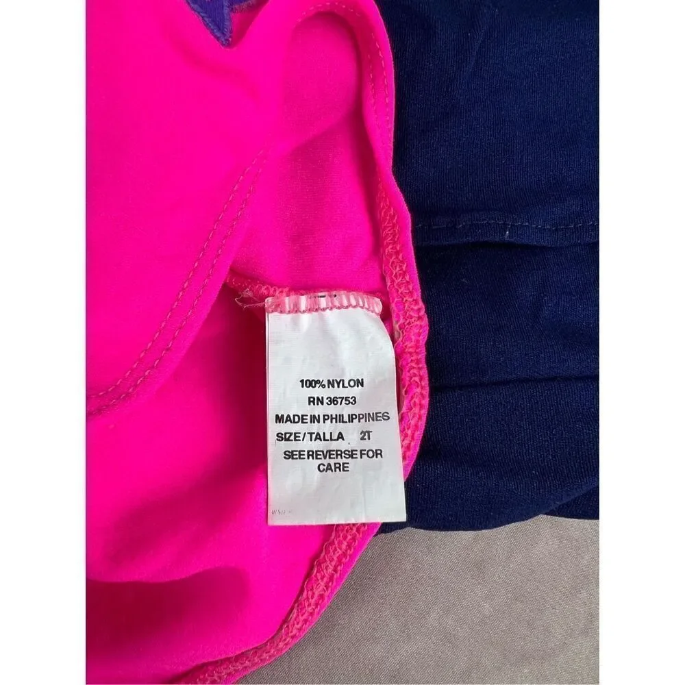 Vintage Girls Butterfly Swimsuit 90s Y2K 2T Neon